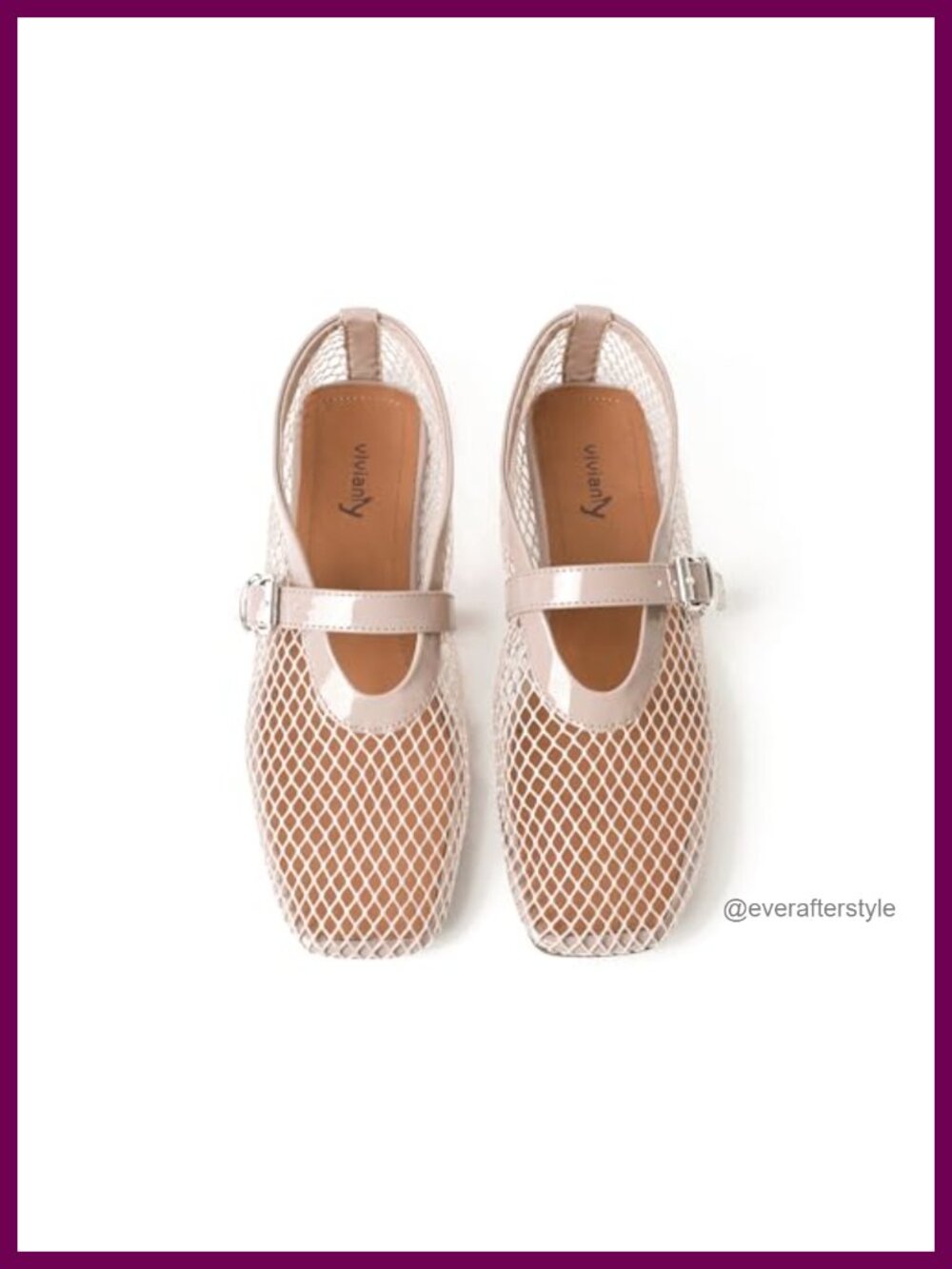 Mesh Ballet Flats Mary Jane Fishnet Shoes Comfy Slip-On Low Heel